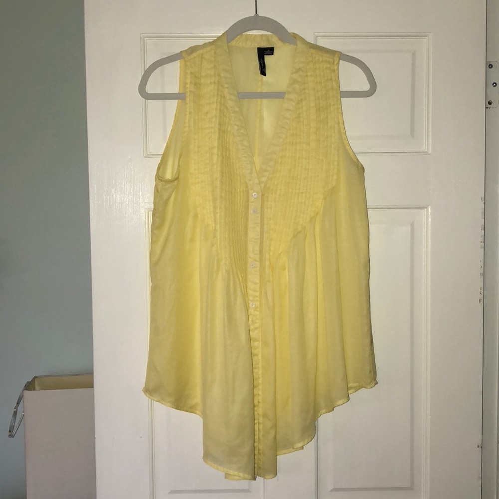 Nordstrom sheer yellow sleeveless blouse!